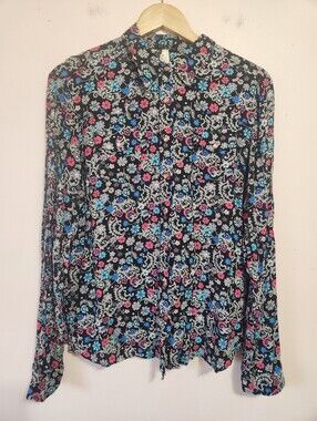 ROPER Pink Floral Pearl Snap Western Shirt Cowgirl Rodeo Long Sleeve XL EUC